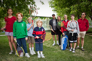 Childern with tennis rackets